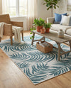 Seaside Blooms Collection Area Rug - Verdure (Teal Ivory) Rectangle Teal Ivory  lifestyle 4