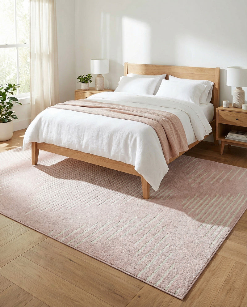 Seychelles Stripes Collection Area Rug - Mahe (Pink) Rectangle Pink  lifestyle 8