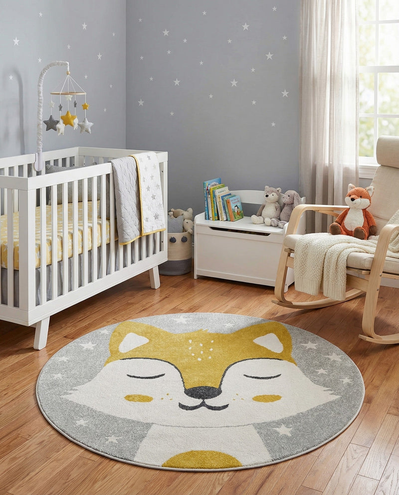 Wonder Tykes Collection Area Rug -  Lively Round Gray  lifestyle 5