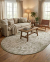 Tribal Terrace Treasures Collection Area Rug - Mayan Marina (Green) Oval Green  lifestyle 22