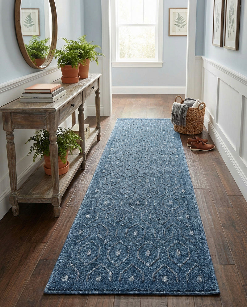 Garden Lattice Charm Collection Area Rug - Arbor (Navy Blue) Runner Navy Blue  lifestyle 31