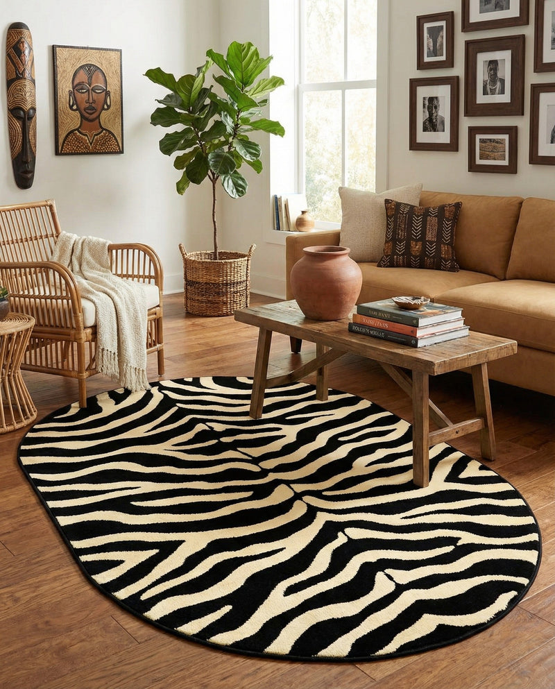 Savannah Sojourn Collection Area Rug -  Kilimanjaro Oval Black  lifestyle 80