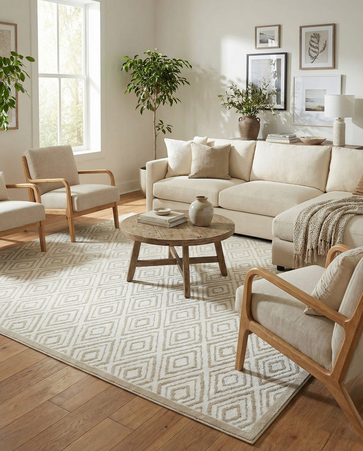 Sanctuary Retreat Collection Area Rug -  Oasis Square Snow White  lifestyle 183