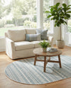 Seaside Stripes Collection Area Rug -  Boardwalk (Teal) Oval Teal  lifestyle 79