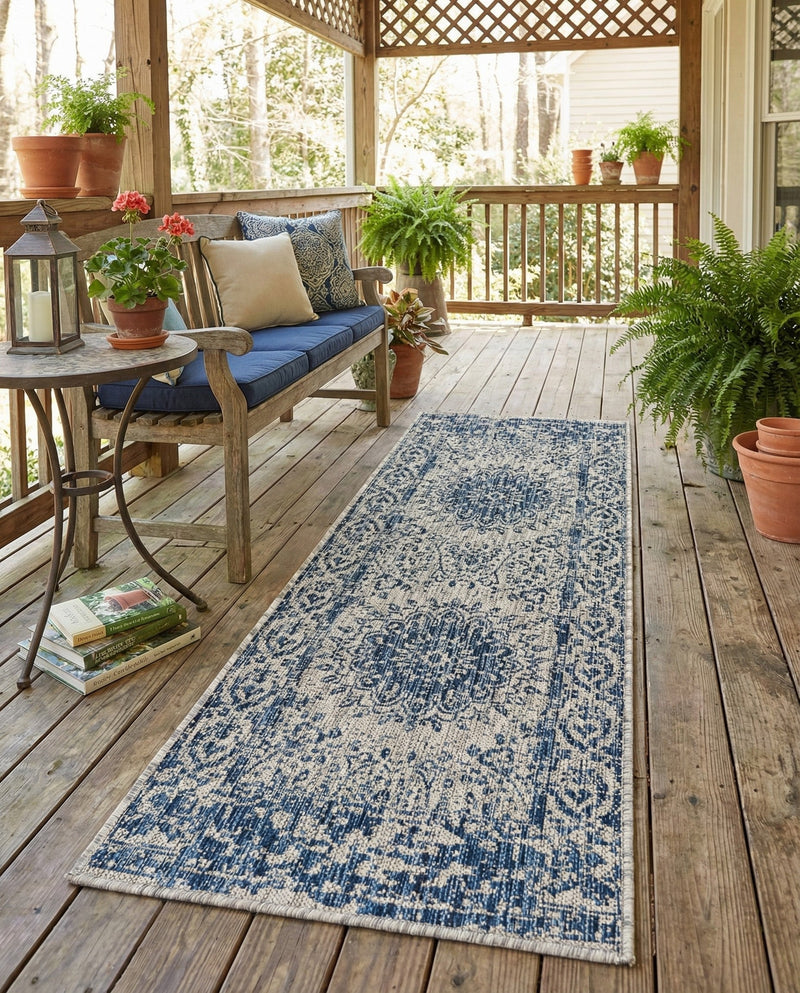 Patio Heritage Collection Area Rug -  Lafayette (Blue) Runner Blue  lifestyle 19