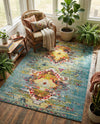 Venetian Tapestry Collection Area Rug -  SanMarco Rectangle Turquoise  lifestyle 26