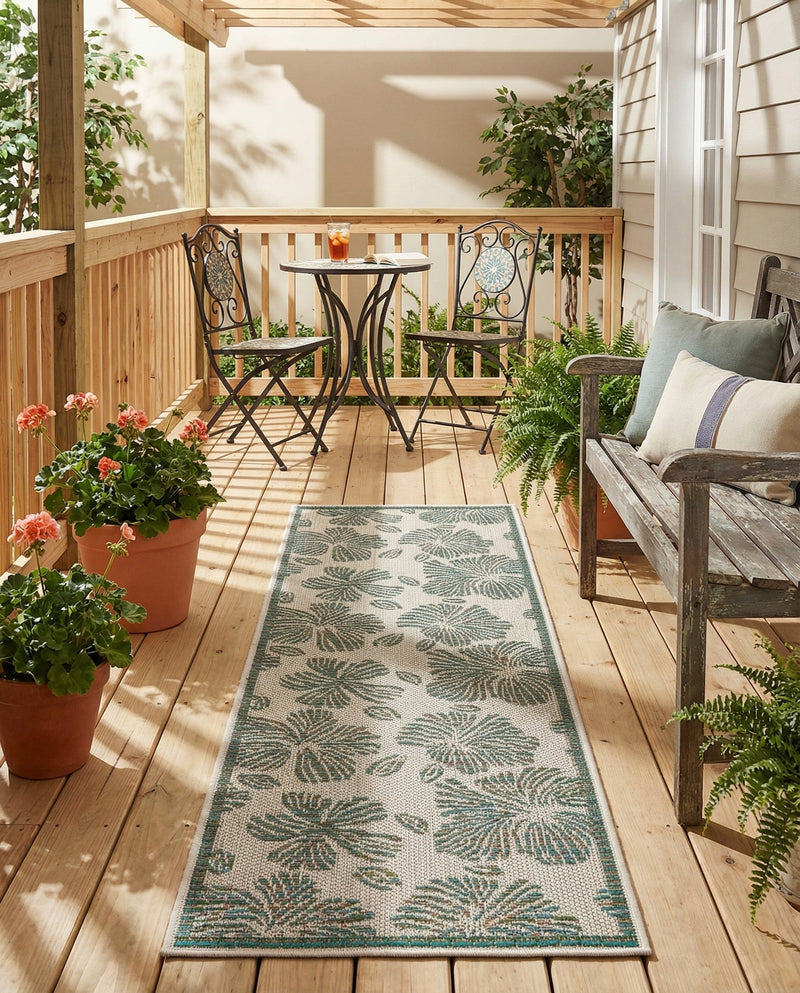 Coastal Terrace Collection Area Rug -  Marina Runner Ivory and Beige  lifestyle 74