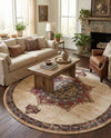 Eden Oasis Collection Area Rug -  Tranquility (Cream) Round Cream  lifestyle 49