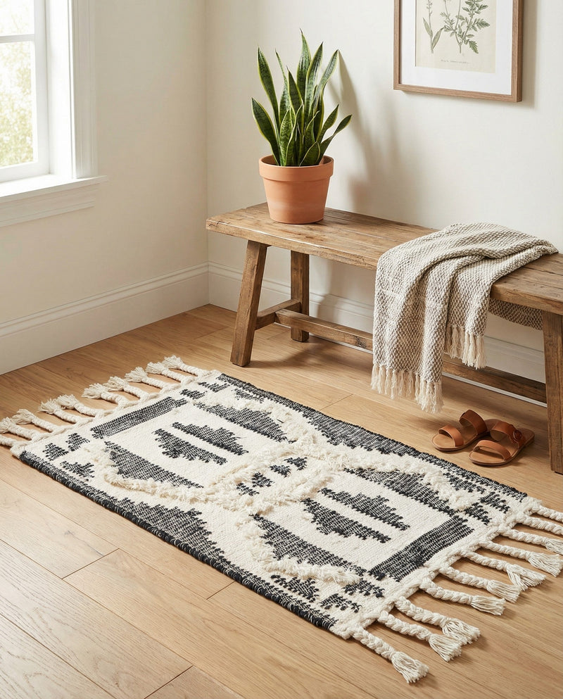 Sonoran Collection Area Rug - BellRock Rectangle Black and White  lifestyle 51