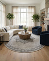 Mykonos Manor Collection Area Rug -  Tinos (Ivory) Round Ivory  lifestyle 77
