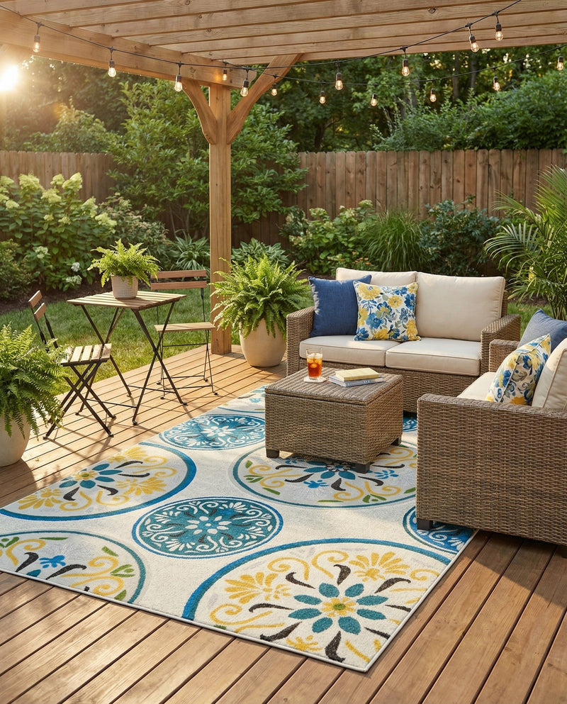 Urban Terrace Collection Area Rug -  Deck Rectangle Cream  lifestyle 41