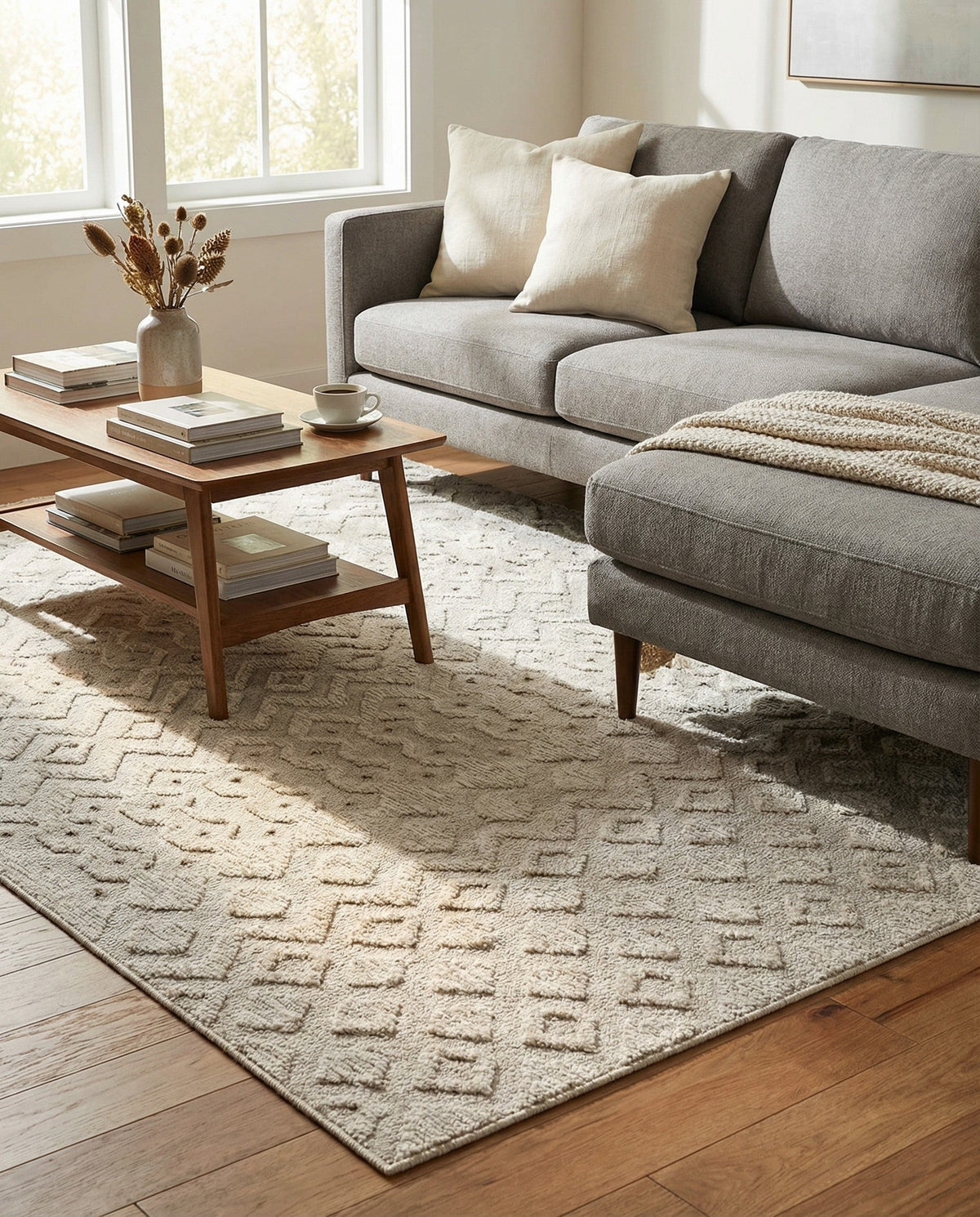 Garden Lattice Charm Collection Area Rug -  Pergola (Grey) Rectangle Grey  lifestyle 6
