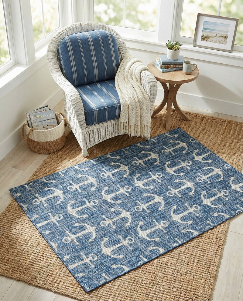 Seaside Haven Rugs Collection Area Rug - Sapphire (Blue) Rectangle Blue  lifestyle 14