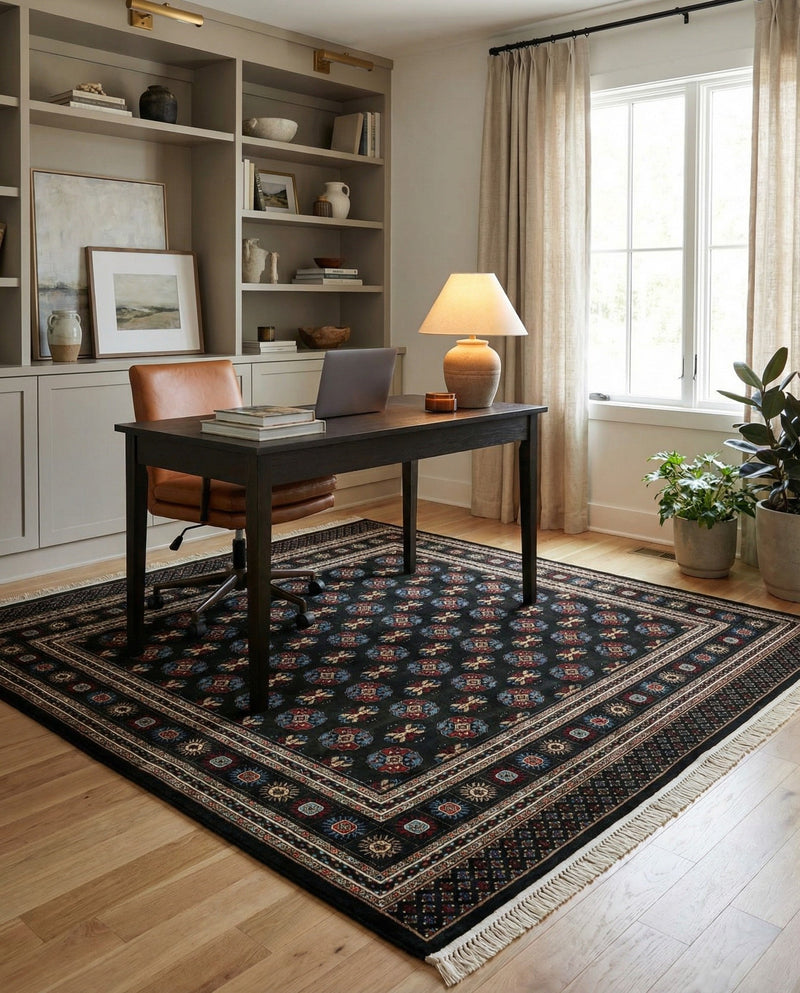 Samarkand Elegance Collection Area Rug -  Margilan (Dark Green) Square Dark Green  lifestyle 69