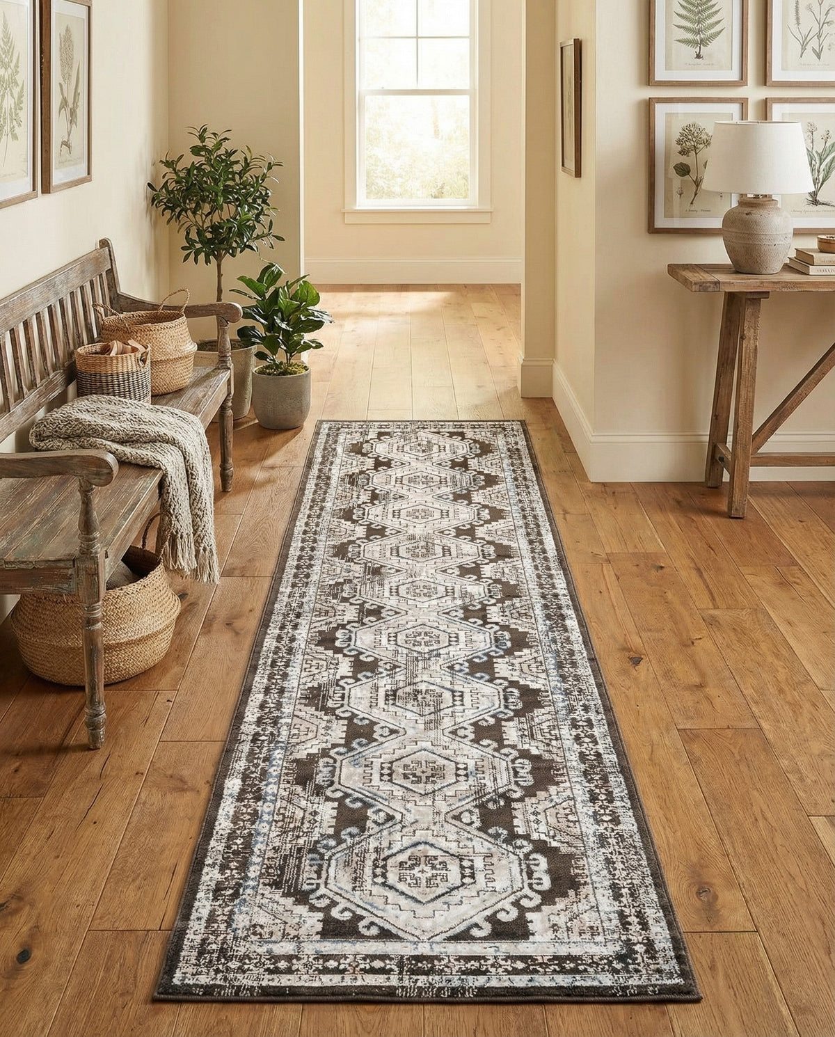 Savannah Elegance Collection Area Rug -  Tybee (Gray) Runner Gray  lifestyle 36