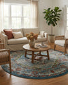Savannah Soiree Collection Area Rug - Serengeti (Blue) Round Blue  lifestyle 55