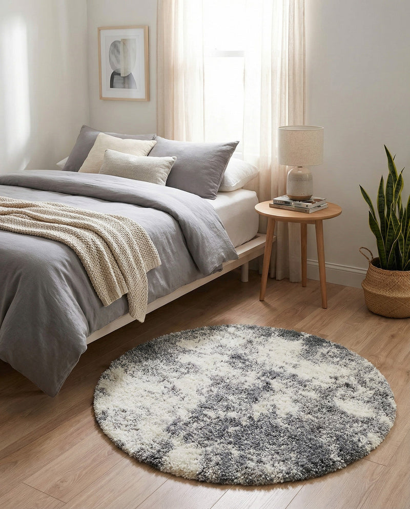 Cozy Haven Shag Collection Area Rug -  Tranquility (Smoke Gray) Round Smoke Gray  lifestyle 33