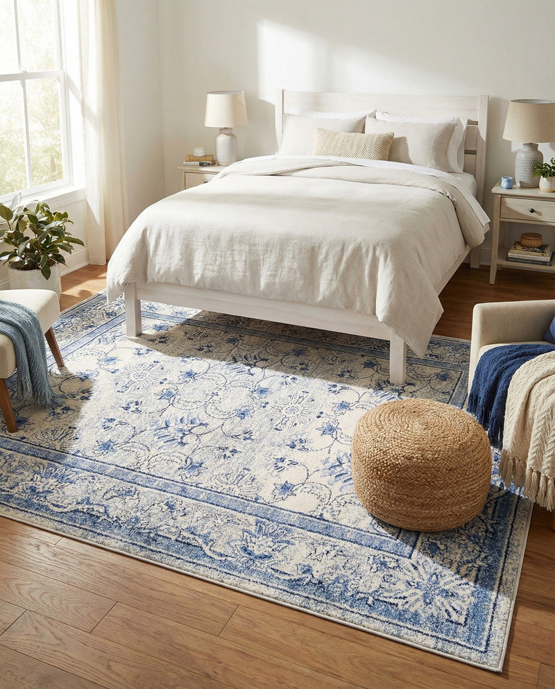 Horizon Collection Area Rug -  Meridian Rectangle Ivory Blue  lifestyle 34
