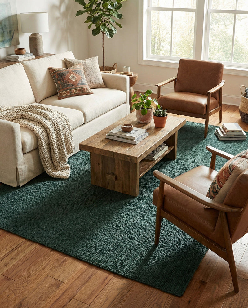 Woven Seaside Jute Collection Area Rug - Martha's Rectangle Green  lifestyle 10