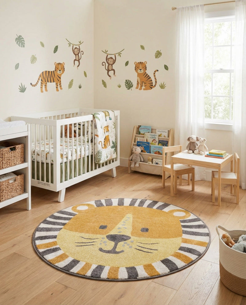 Wonder Tykes Collection Area Rug -  Riddle Round Light Brown  lifestyle 19