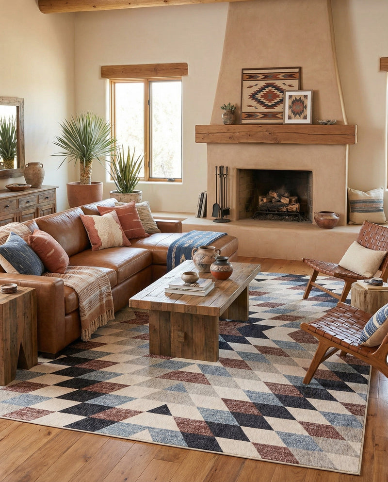 Desert Modern Eco Rug Series Collection Area Rug - Sedona Rectangle Multi  lifestyle 7