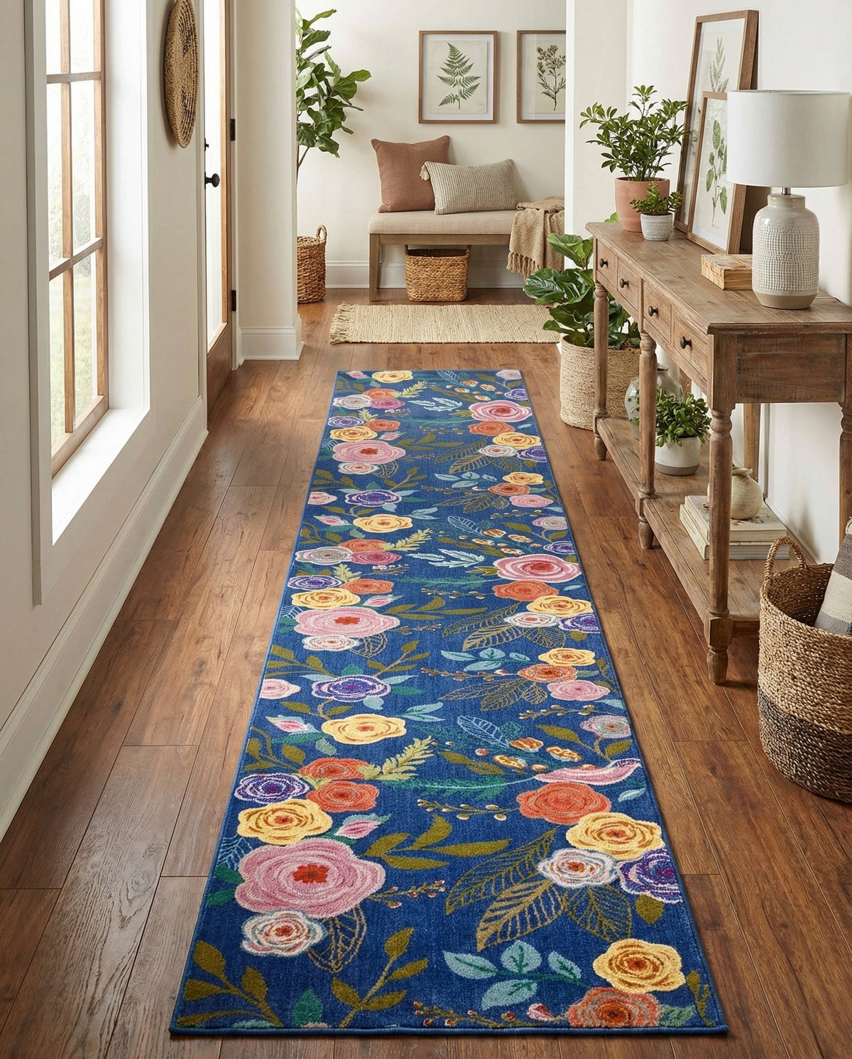 Meadow Breeze Collection Area Rug -  Petal Runner Blue  lifestyle 141