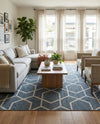 Geo Garden Lattice Collection Area Rug - Savannah Rectangle Harbor Blue  lifestyle 13