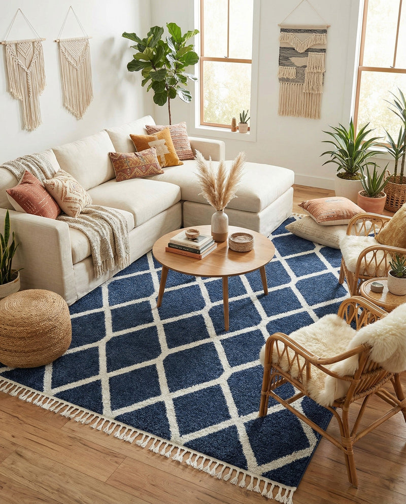 Sahara Chic Collection Area Rug -  Tuareg Rectangle Blue  lifestyle 45