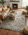 Tribal Terrace Treasures Collection Area Rug - Mayan Marina (Charcoal Gray) Rectangle Charcoal Gray  lifestyle 29