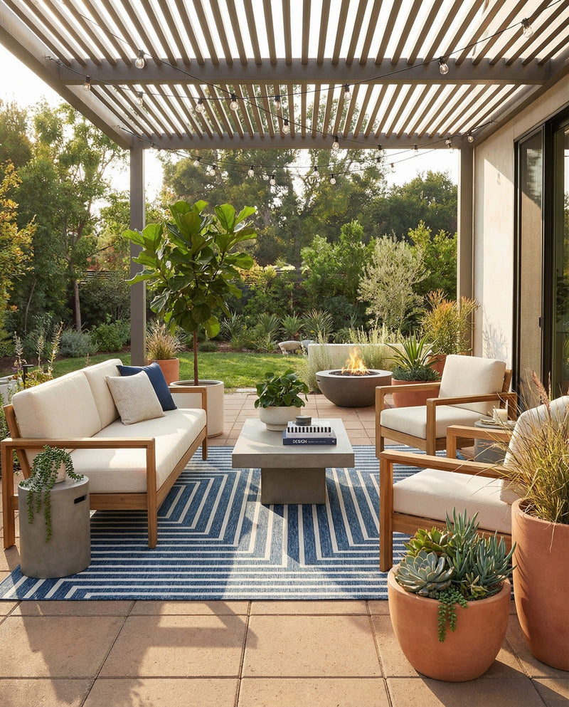 Urban Terrace Collection Area Rug -  Astoria (Blue) Square Blue  lifestyle 53