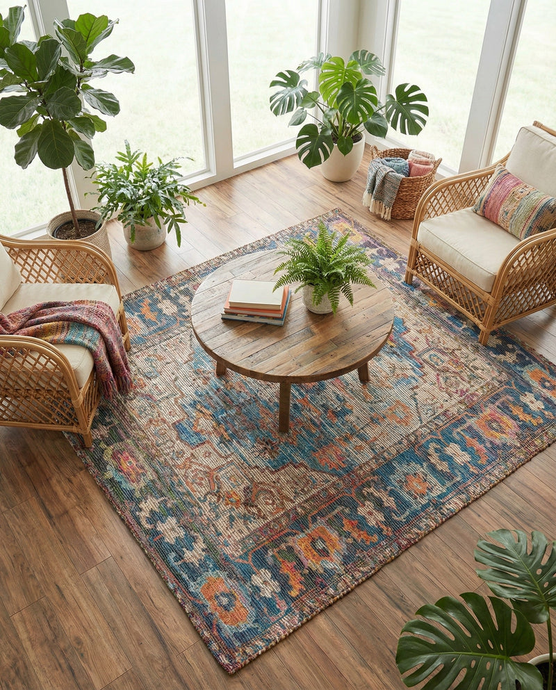 Savannah Threads Collection Area Rug -  Atacama Square Multi  lifestyle 52