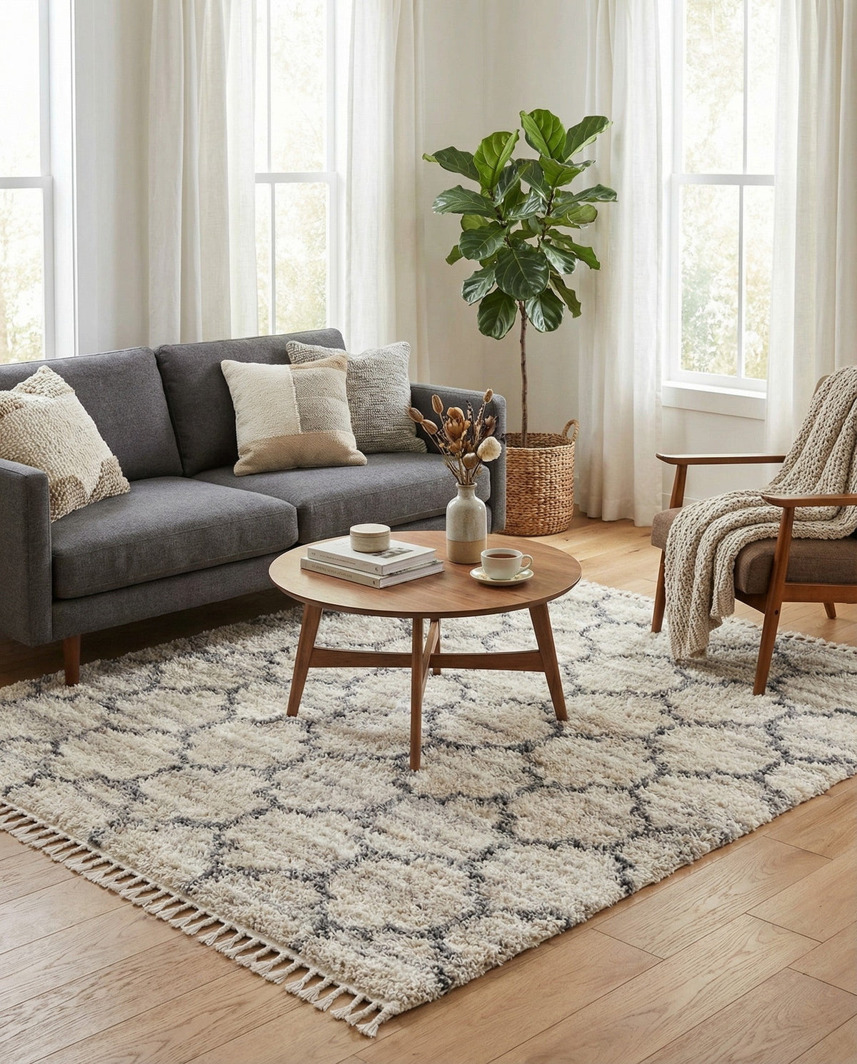 Cozy Cove Shag Collection Area Rug - Marina Square Beige  lifestyle 192