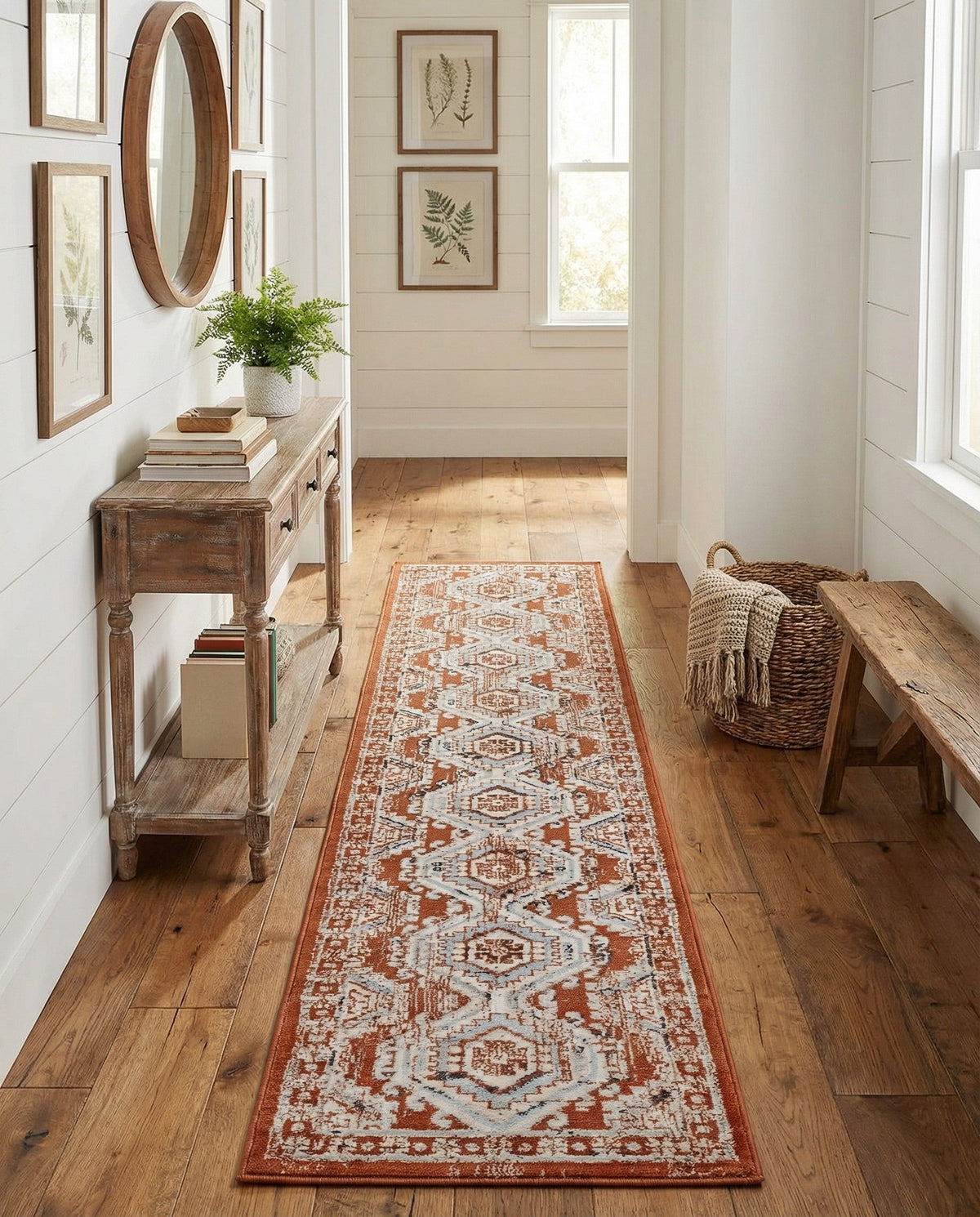 Savannah Elegance Collection Area Rug -  Tybee (Terracotta) Runner Terracotta  lifestyle 103