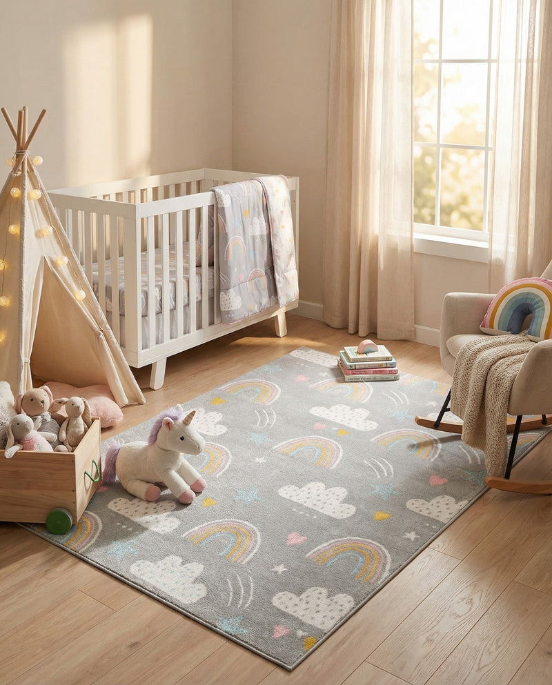 Wonder Tykes Collection Area Rug -  Pixel Rectangle Gray  lifestyle 6