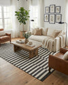 Seaside Stripes Collection Area Rug - Cabana (Charcoal) Square Charcoal  lifestyle 39
