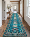 Tabriz Tapestries Collection Area Rug - Azerbaijan (Turquoise) Runner Turquoise  lifestyle 56