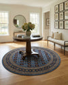 Samarkand Elegance Collection Area Rug -  Margilan (Blue) Round Blue  lifestyle 60