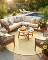 Urban Oasis Rugs Collection Area Rug -  Terrace (Yellow Ivory) Round Yellow Ivory  lifestyle 21