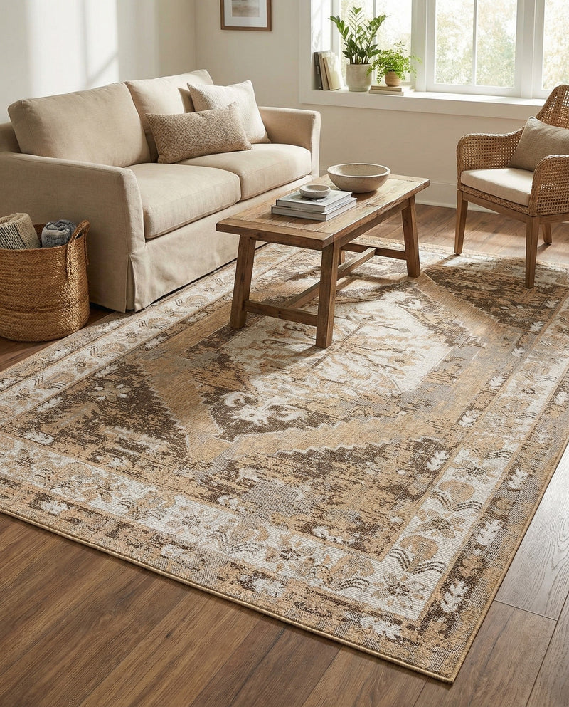 Patio Heritage Collection Area Rug -  Augusta (Natural) Rectangle Natural  lifestyle 11