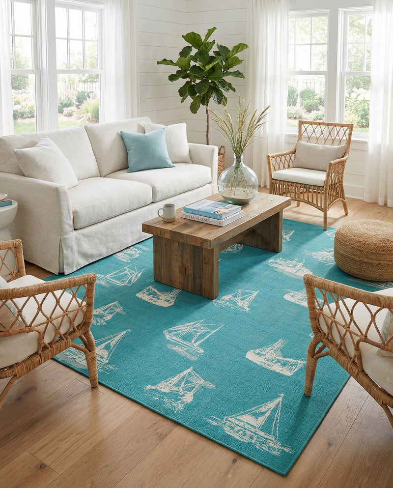 Seaside Haven Rugs Collection Area Rug -  Beachcomber Rectangle Teal  lifestyle 17