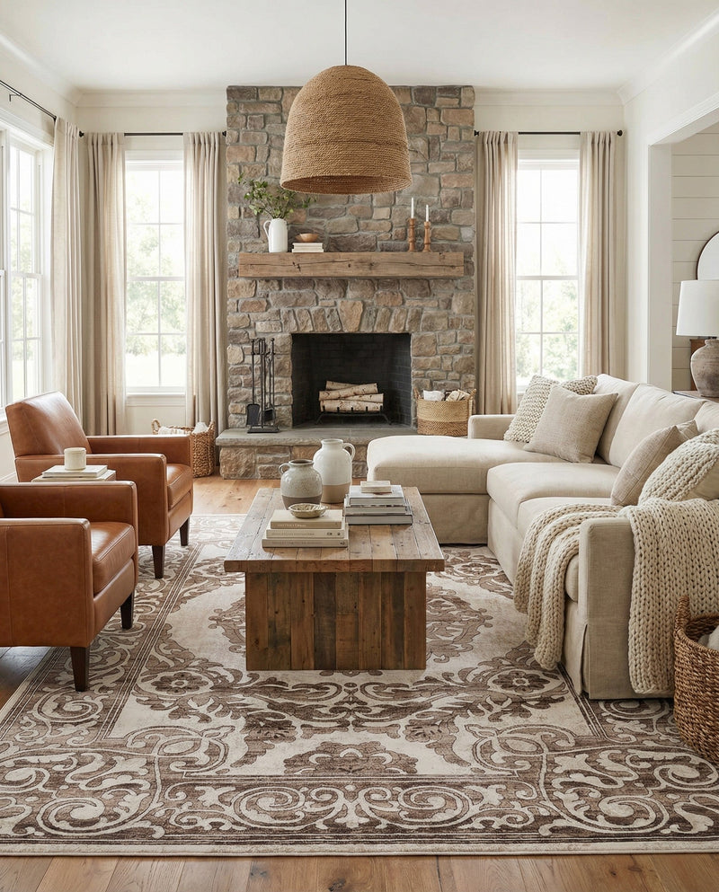Sanctuary Retreat Collection Area Rug -  Enclave Rectangle Chocolate Brown  lifestyle 40