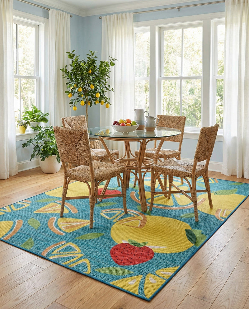 Coastal Terrace Collection Area Rug -  Cove Rectangle Blue  lifestyle 13