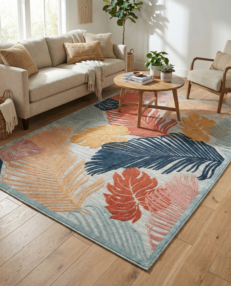 Seaside Blooms Collection Area Rug -  Tranquil Rectangle Multi  lifestyle 31