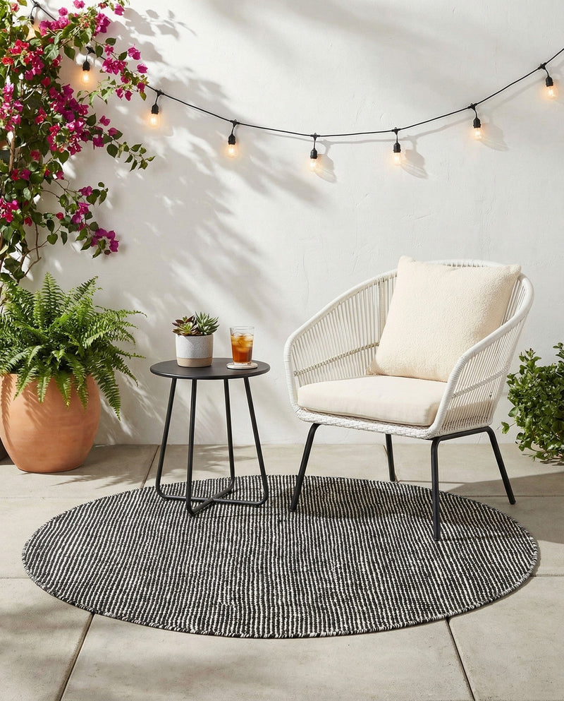 Jill Zarin Sedona Oasis Outdoor Collection Area Rug - Coconino (Black Sky) Round Black Sky  lifestyle 53