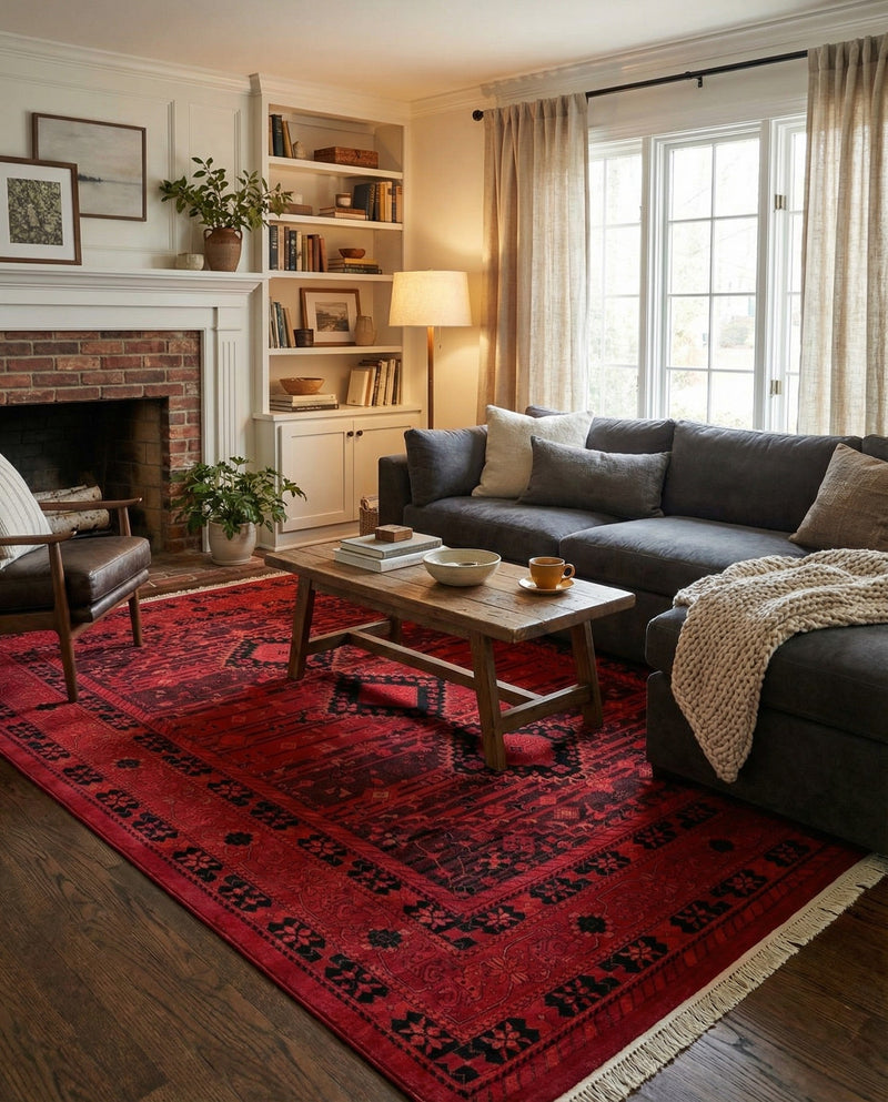 Samarkand Elegance Collection Area Rug -  Zarafshan Rectangle Red  lifestyle 27