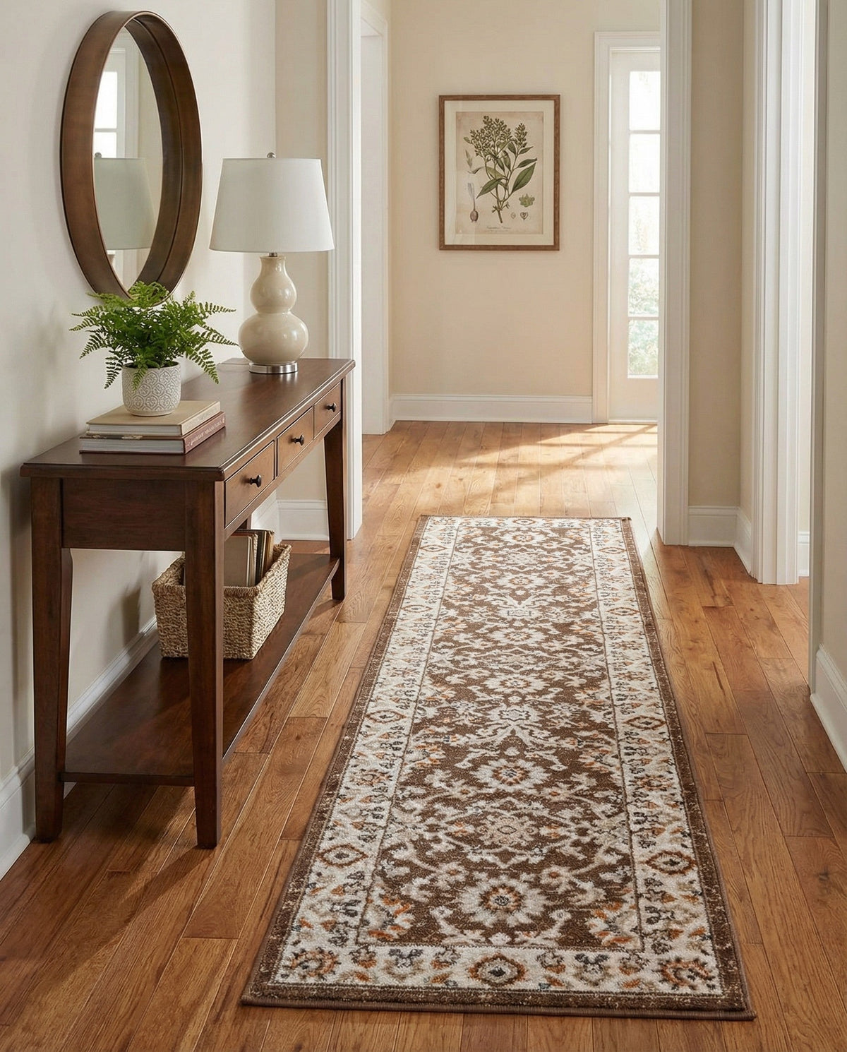 Savannah Elegance Collection Area Rug - Augusta (Brown) Runner Brown  lifestyle 89