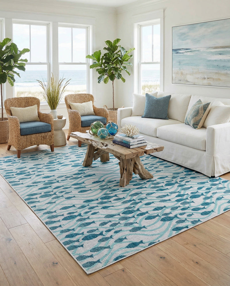 Seaside Haven Rugs Collection Area Rug -  Harbor Rectangle Blue  lifestyle 14