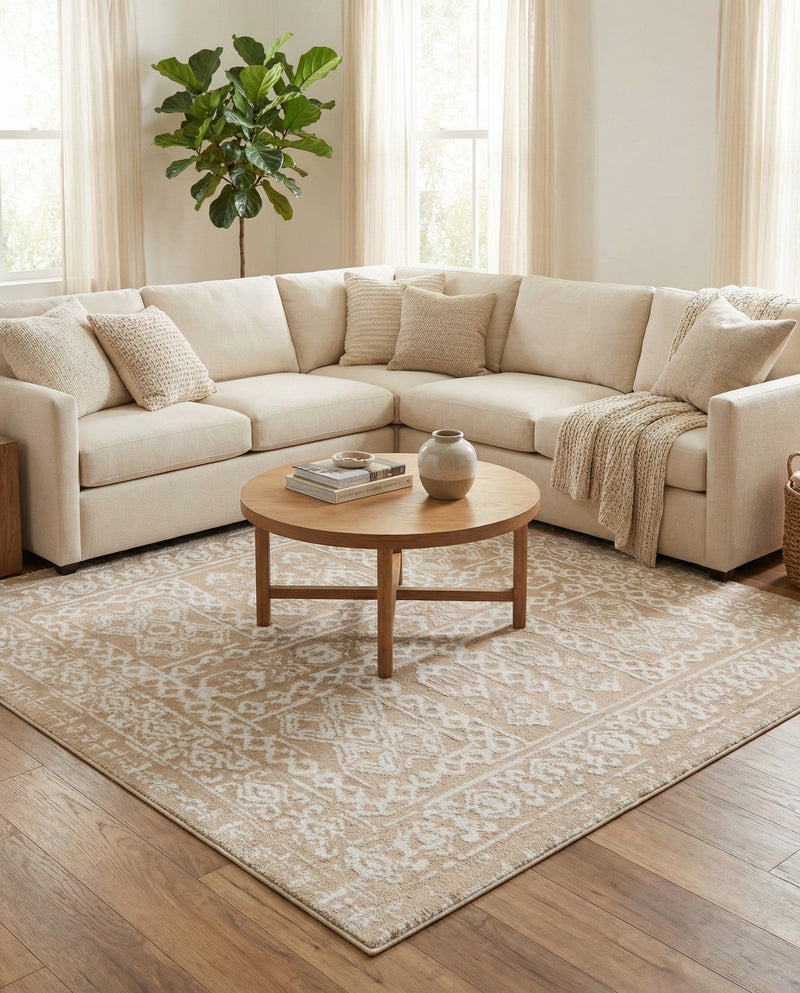 Cambridge Classics Collection Area Rug - Trinity (Beige) Square Beige  lifestyle 63