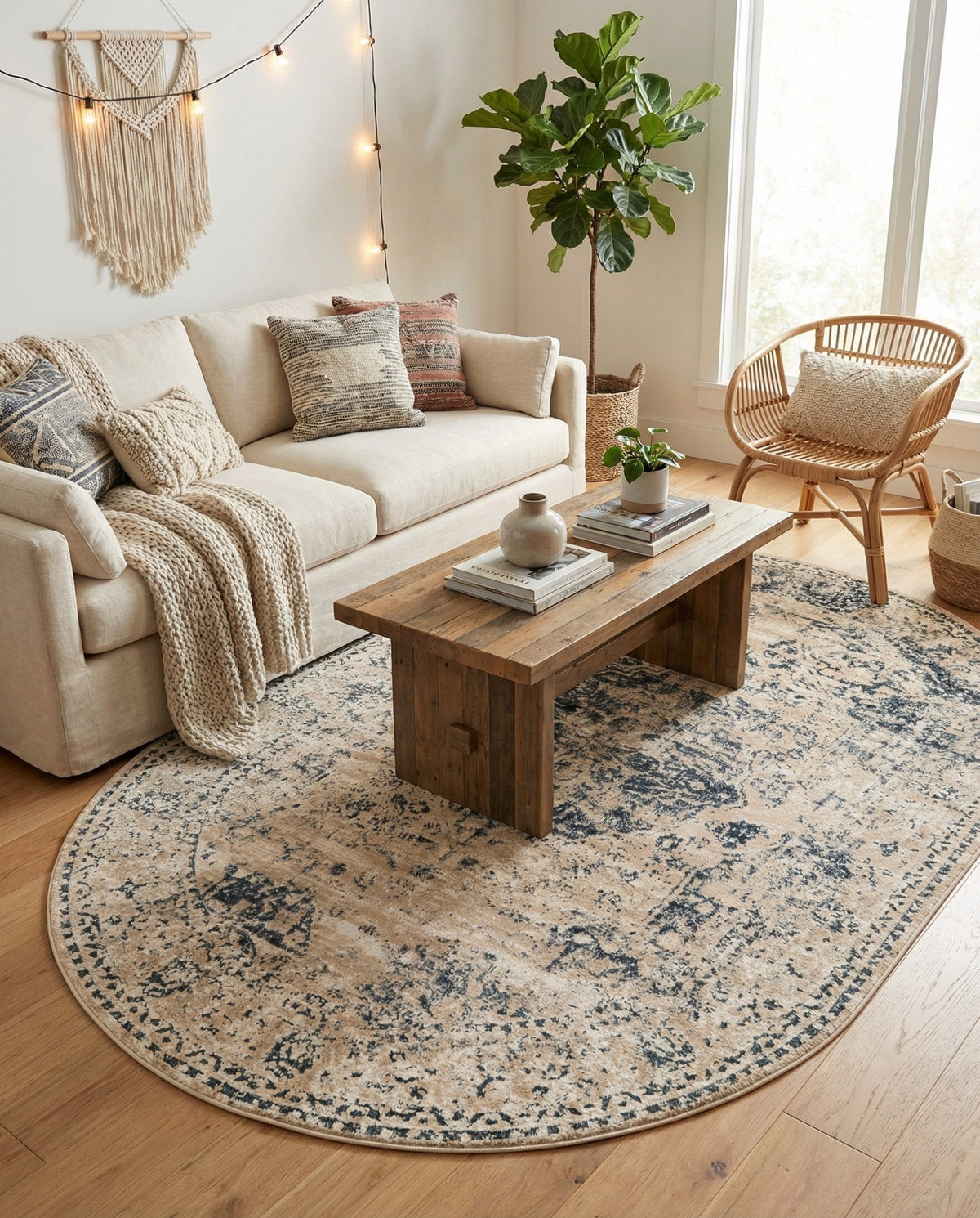 Coastal Manor Collection Area Rug -  Dunes Oval Dark Blue  lifestyle 83