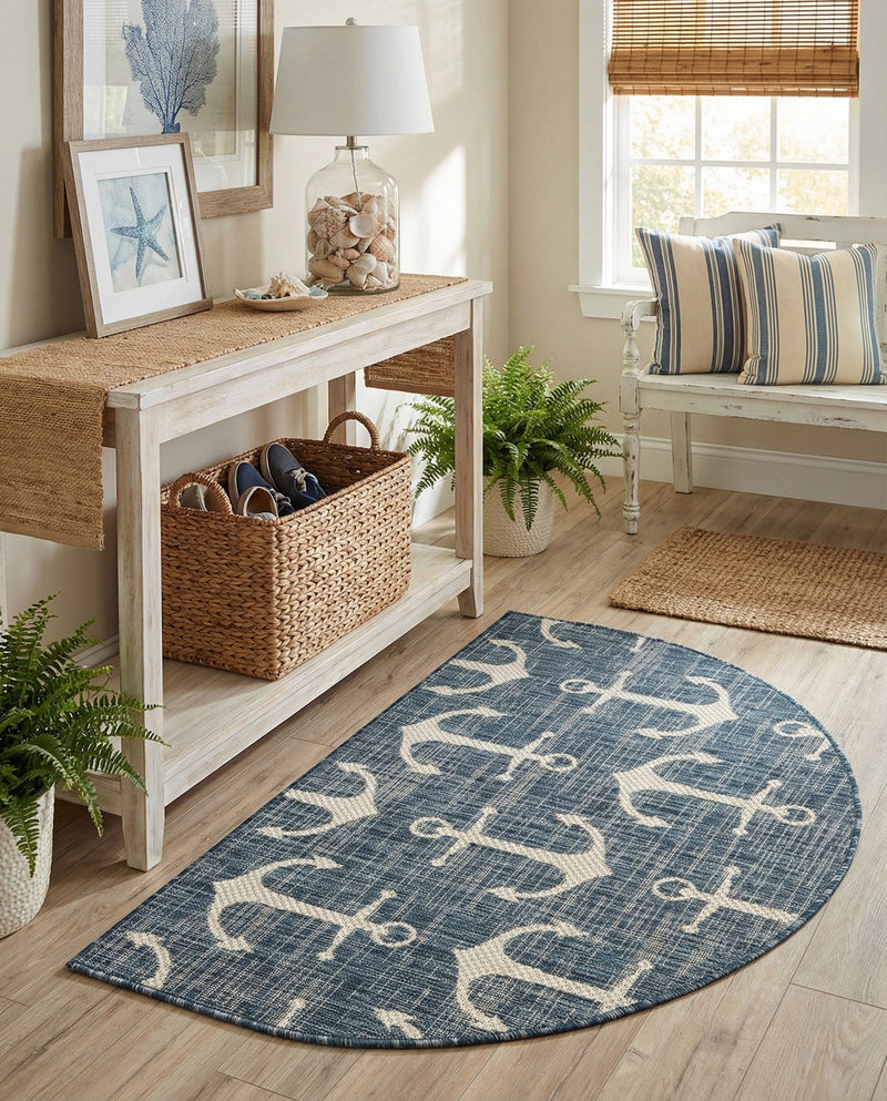 Seaside Haven Rugs Collection Area Rug - Sapphire (Blue) Hearth Blue  lifestyle 80